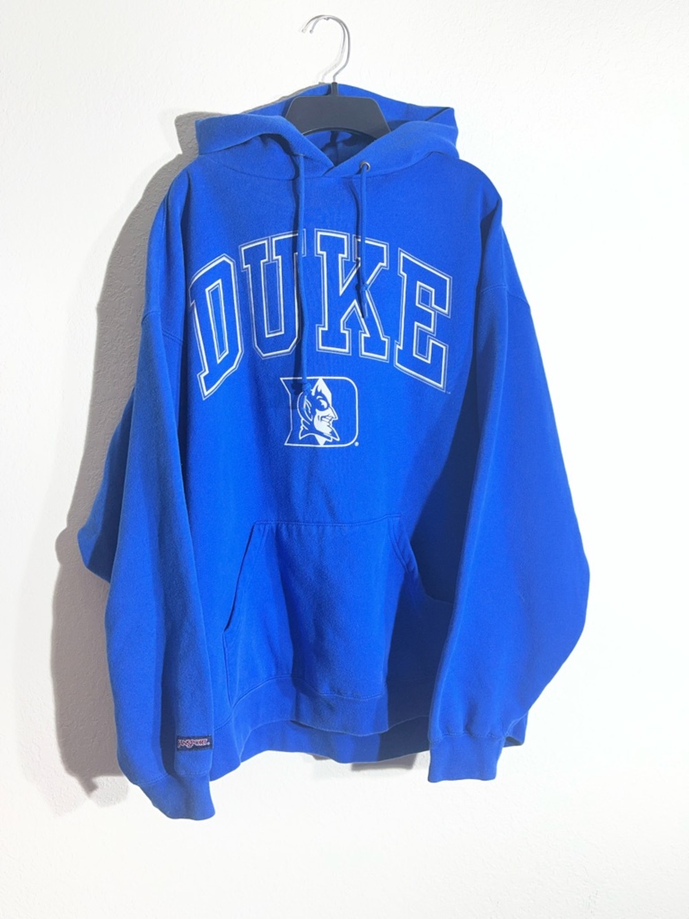 Duke college Jansport Bold Royal Blue Hoodie with White Lettering